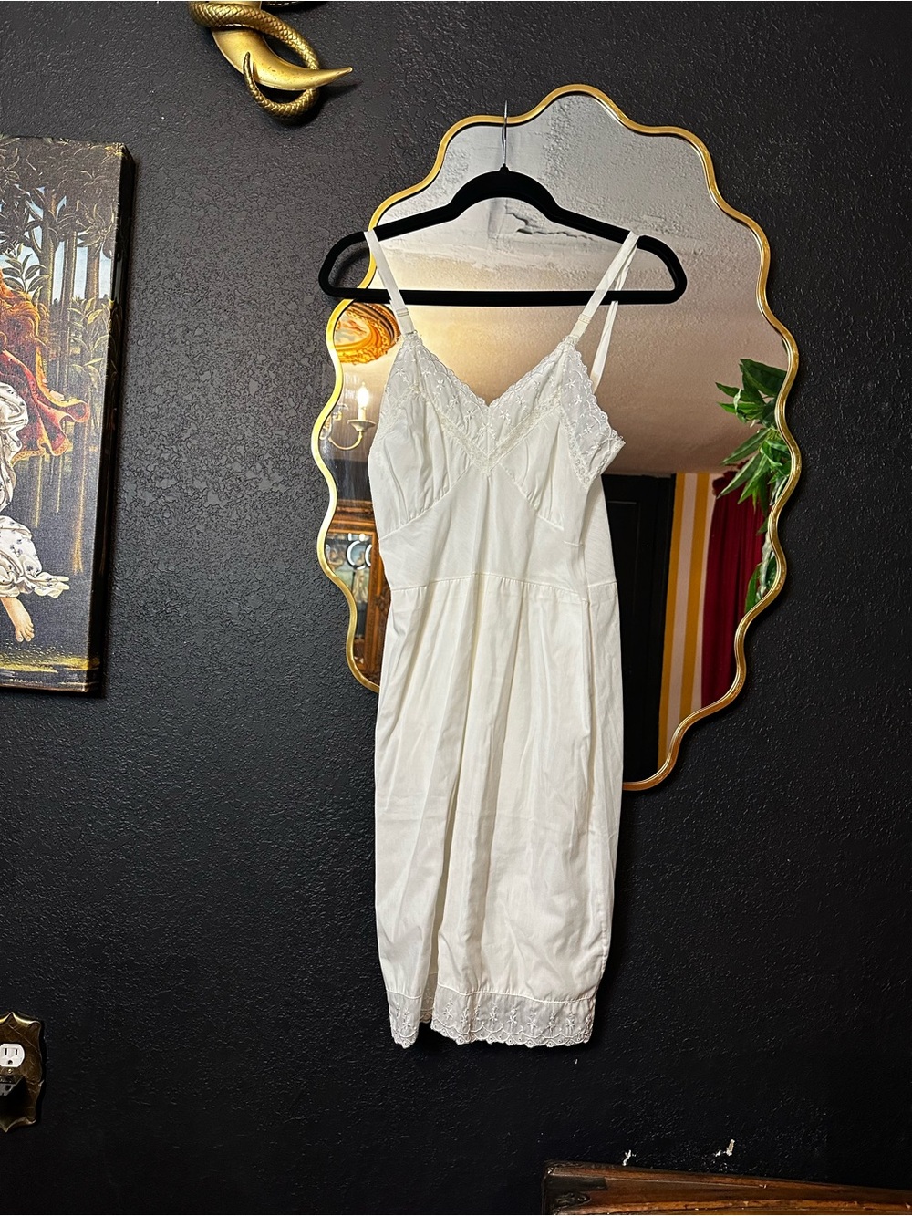 Classic White Lace-Trim Slip Dress